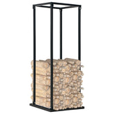 Firewood Rack with Base Black 14.6x14.6x44.5 Steel